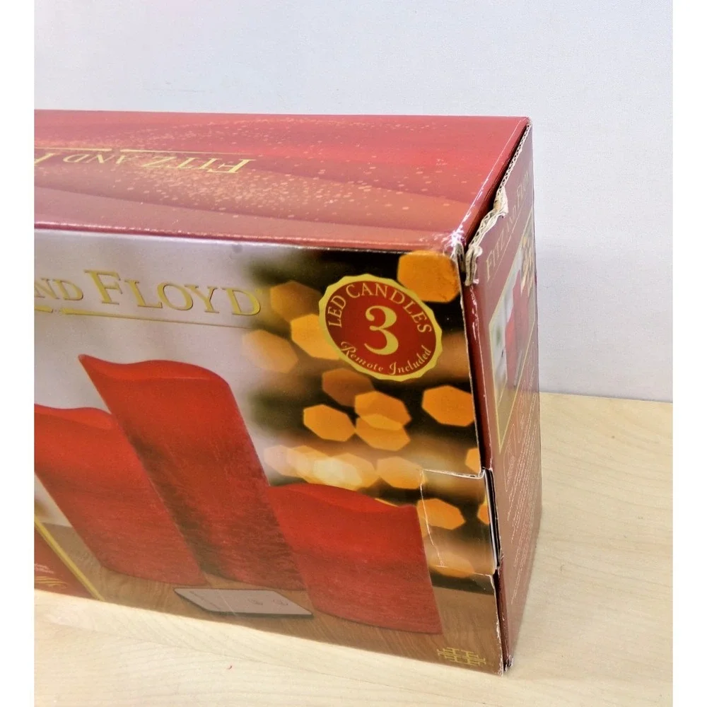 Fitz and Floyd LED Candle Set with‎ Remote Made with Real Wax Set of 3 Red New